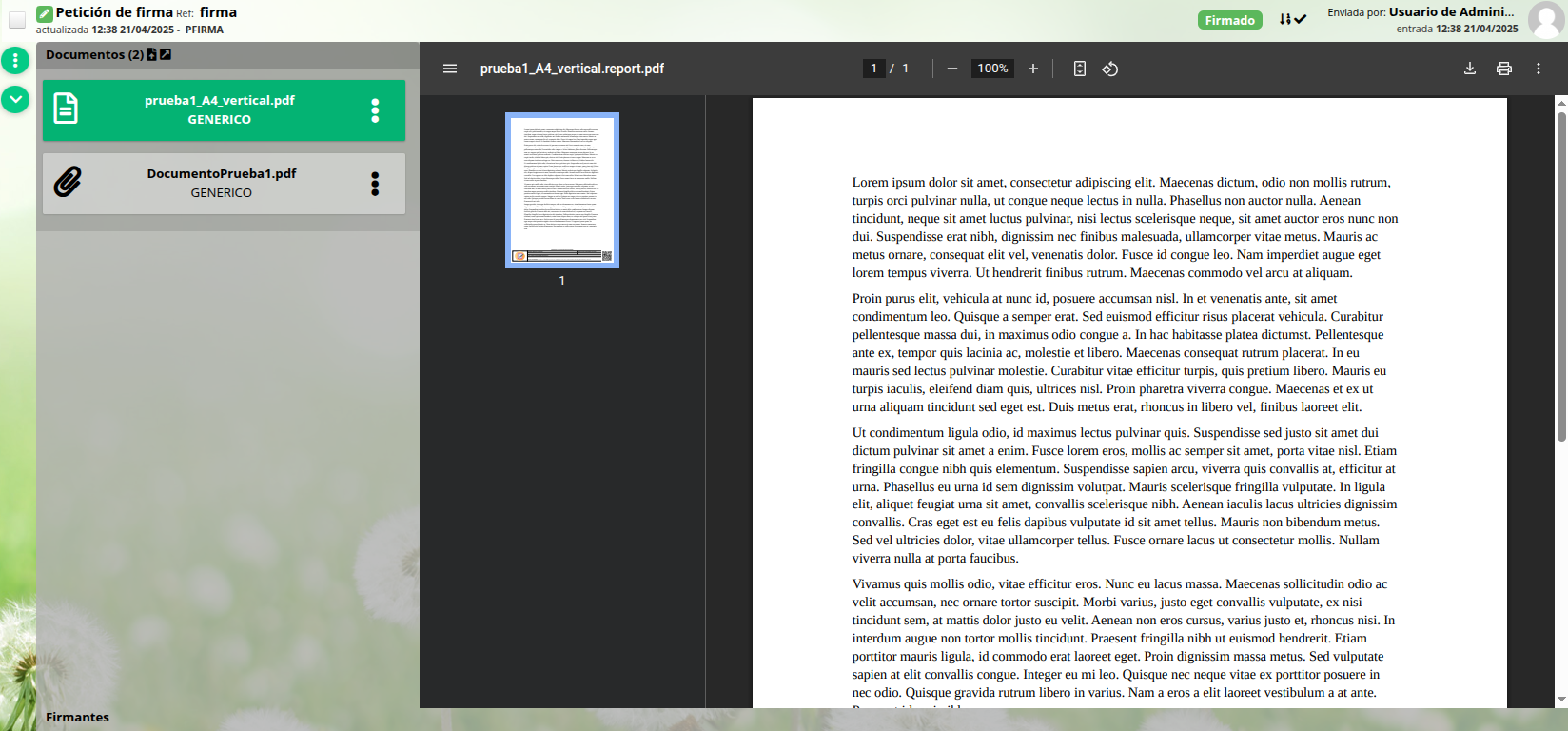 Detalle de petición con visor activador Detalle de petición con visor activador