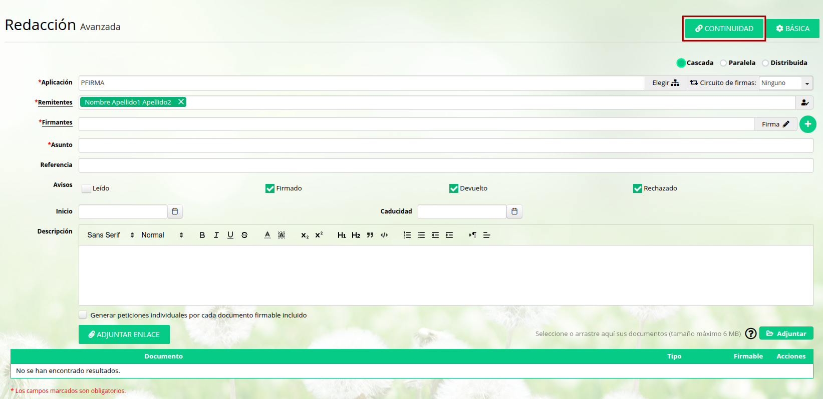 Continuidad de firma